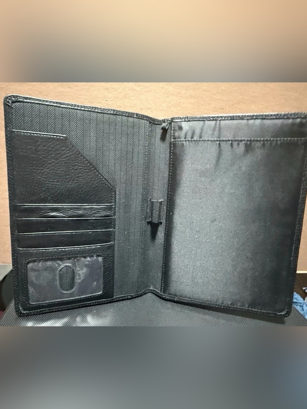 Fossil JR Notepad Black Genuine Leather 6x8.25 Agenda Cover Padfolio Case